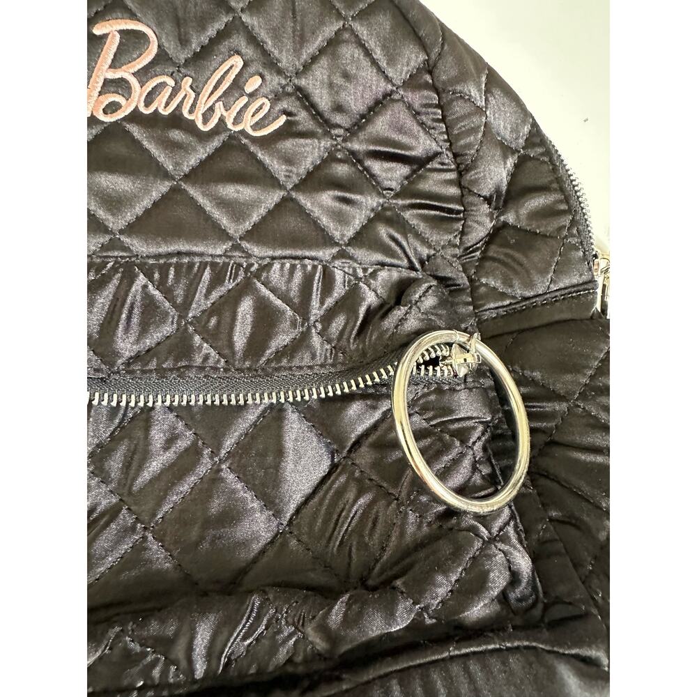 Missguided x Barbie Black Satin Backpack - Picture 3 of 13